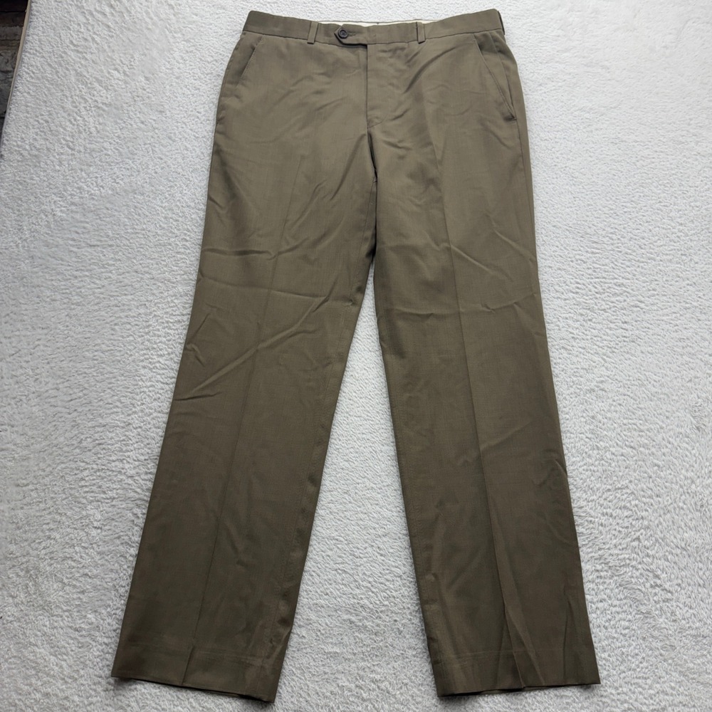 Lauren Ralph Lauren Mens 100% Wool Dress Pants Olive Brown 32x30 Flat Front